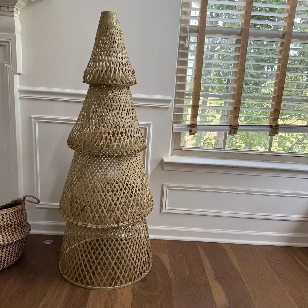 IKEA 2020 Rattan Bamboo Woven Scandinavian Minimalist Christmas Tree 49” x 19.5”